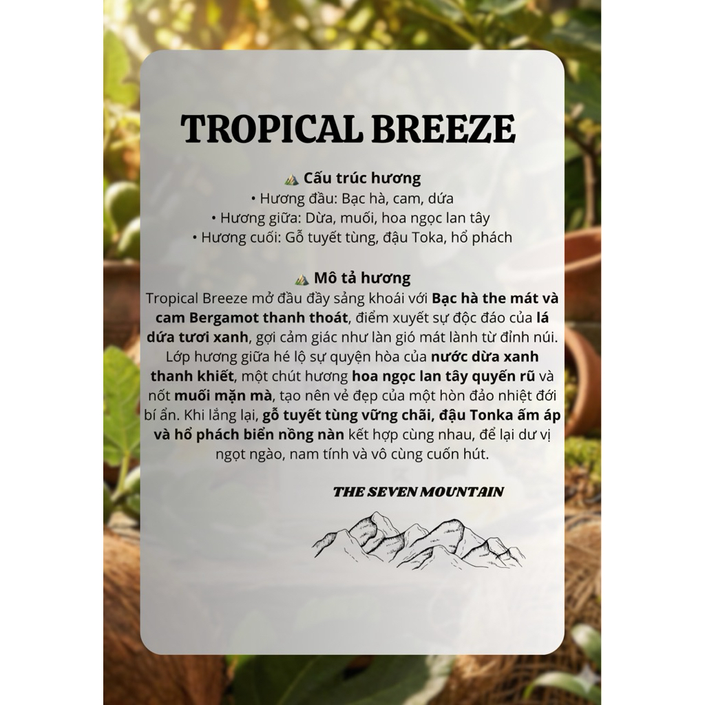 Nước hoa Tropical Breeze 30ml - Nước Hoa Thủ Công The Seven Mountain