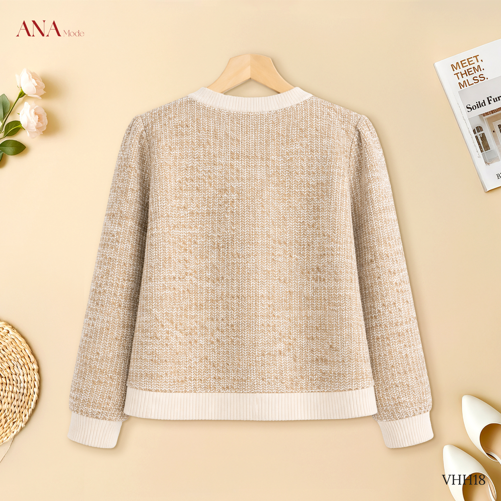Áo Khoác Sang Trọng Trung Niên ANA Mode Chất Liệu Tweed Thun Cao Cấp Quà Tặng Mẹ AH25VHH18