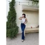 Quần jeans Nữ Lưng Cao Ống Loe Dai Tua Lai Rách Gối Thời Trang