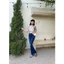 Quần jeans Nữ Lưng Cao Ống Loe Dai Tua Lai Rách Gối Thời Trang
