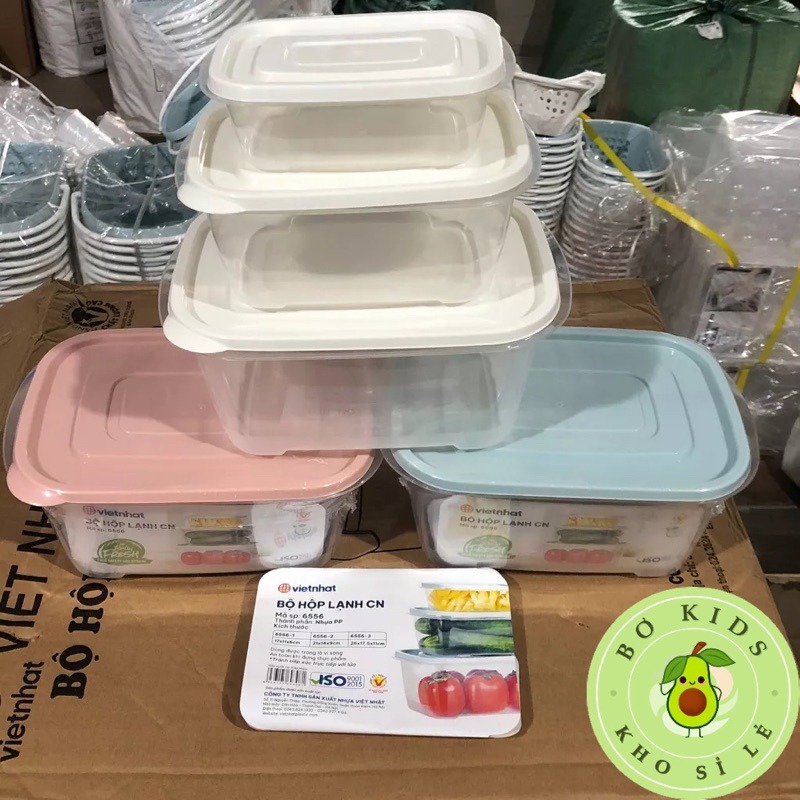Bộ 3 Hộp Đựng Thực Phẩm Chữ Nhật Chính Hãng VIỆT NHẬT (Mã 6556)