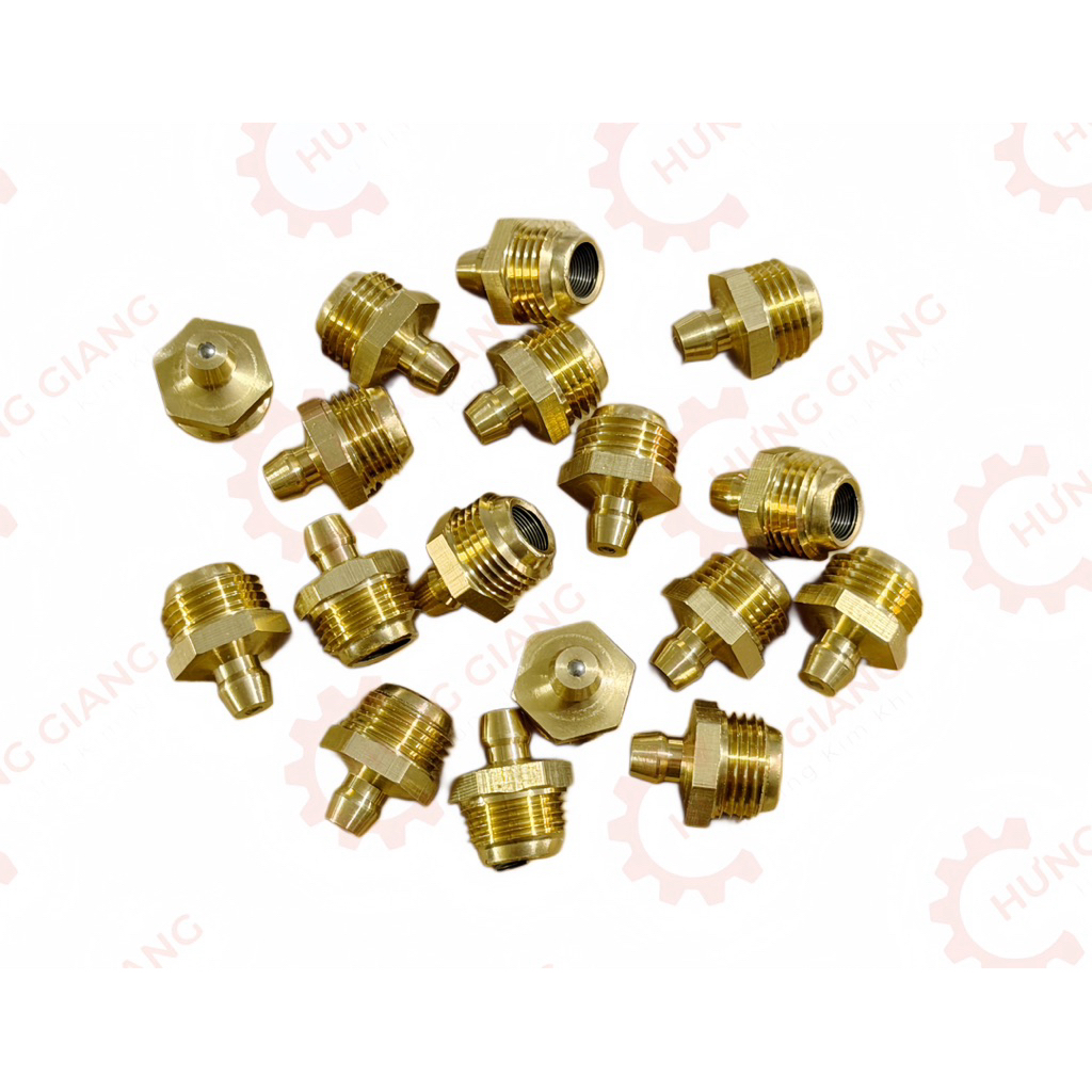 10 Ốc Vú Mỡ 6,8,10,12,13,14 Thẳng, Cong 90độ Chất Liệu Đồng Nguyên Chất