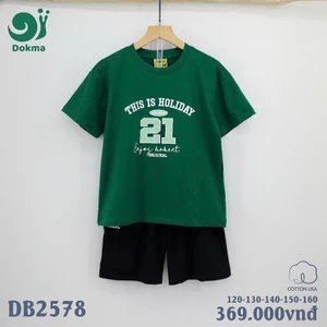 Bộ Cộc Tay Cổ Tròn Bé Trai Dokma Cotton Mềm Mại, DB2577, DB2578