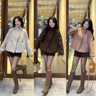 Áo khoác Dạ ngắn retro sang trọng cổ cao 2 hàng cúc Aokhoacda4601