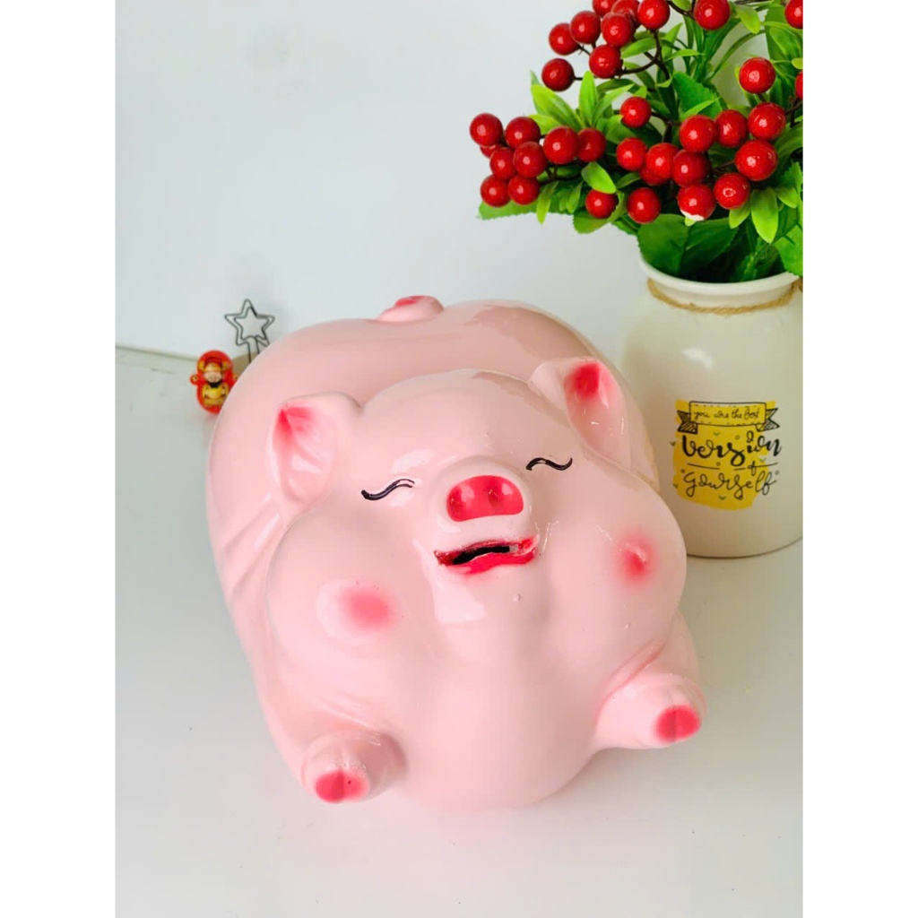 Heo đất tiết kiệm Heo Bay mông vểnh ăn tiền ở miệng dài 25cm-ống tiết kiệm,quà tặng, trang trí