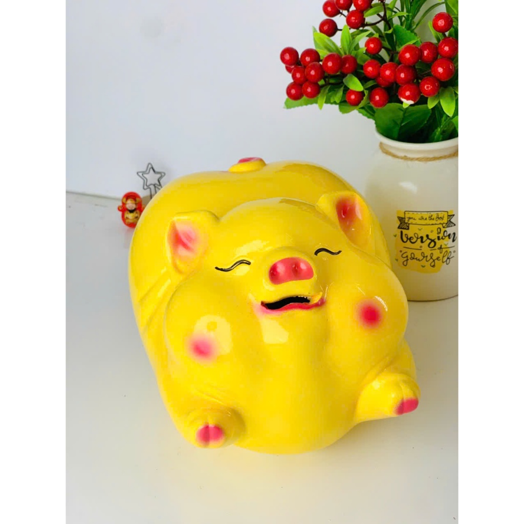 Heo đất tiết kiệm Heo Bay mông vểnh ăn tiền ở miệng dài 25cm-ống tiết kiệm,quà tặng, trang trí