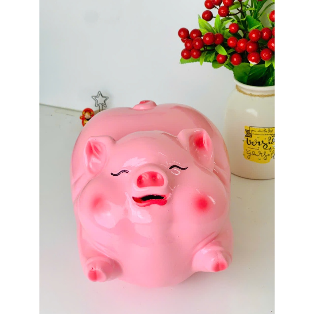 Heo đất tiết kiệm Heo Bay mông vểnh ăn tiền ở miệng dài 25cm-ống tiết kiệm,quà tặng, trang trí