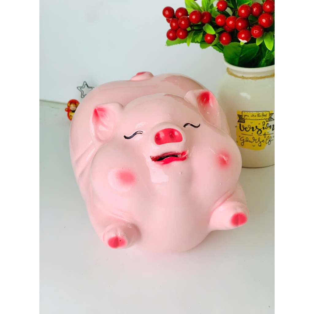Heo đất tiết kiệm Heo Bay mông vểnh ăn tiền ở miệng dài 25cm-ống tiết kiệm,quà tặng, trang trí