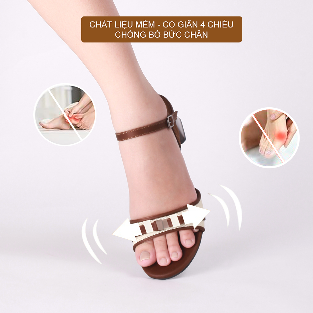CORII - Giày Sandal Cao Gót Quai Ngang Mũi Tròn Thời Trang và Thoải Mái Nhất - CR6SHB3 Nâu Phối Kem