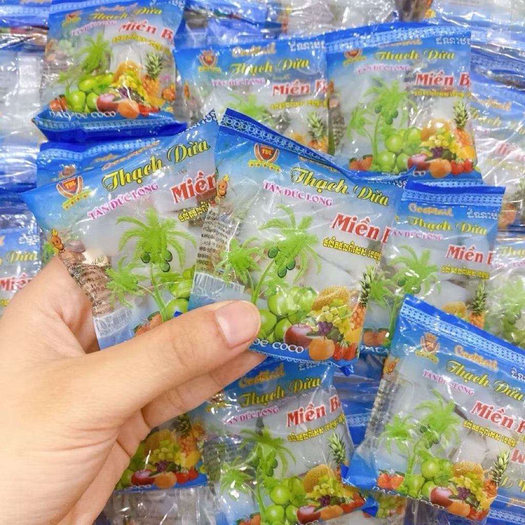 (Bịch/20 Gói) Thạch Dừa Miền Bắc, Thạch Rau Câu Đồ Ăn Vặt Tuổi Thơ, Đồ Ăn Vặt Cổng Trường