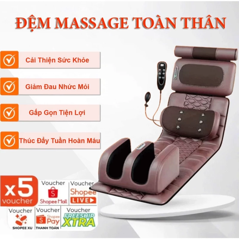 Đệm massage toàn thân - Máy massage lưng và cột sống, cổ, vai, gáy, chân - Đệm ghế matxa 20 bi chính hãng có hồng ngoại — ảnh 1