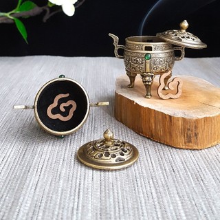 Lư hương Đài Ba Chân Thiên Nguyên Đá Tráng Mini đốt trầm cỡ bé Lư hương thơm Vân Mây Dùng Nhà