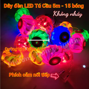 Lồng Đèn LED Tú Cầu 5m - 15 trái Có Phích cắm nối tiếp Trang trí Noel Lễ Tết Siêu Xinh