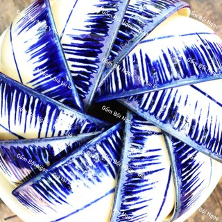 Chén Ăn Cơm Phết Xanh Nam Bộ Size 12cm - Hàng Đẹp Không Chấm Chân - Gốm Xưa Cho Người Hoài Niệm - Gốm Lái Thiêu