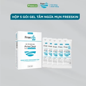 Hộp 5 Gói gel tắm mụn lưng, viêm nang lông, dày sừng nang lông Freeskin - Novocare Acne Clear Body Shower Gel x 6ml