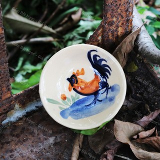 Chén Gốm Vẽ Hoa/Gà/Phết Xanh/Chỉ Xanh Size To 9.5cm - Hàng Đẹp Không Chấm Chân - Đổ Bánh Bèo - Nướng Trứng - Chén Chấm