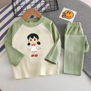 🌸 ĐỒ BỘ BÉ GÁI DÀI TAY GÂN MỀM MỊN – HÌNH DỄ THƯƠNG 🌸 DG328