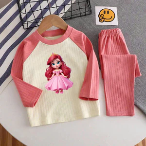 🌸 ĐỒ BỘ BÉ GÁI DÀI TAY GÂN MỀM MỊN – HÌNH DỄ THƯƠNG 🌸 DG330
