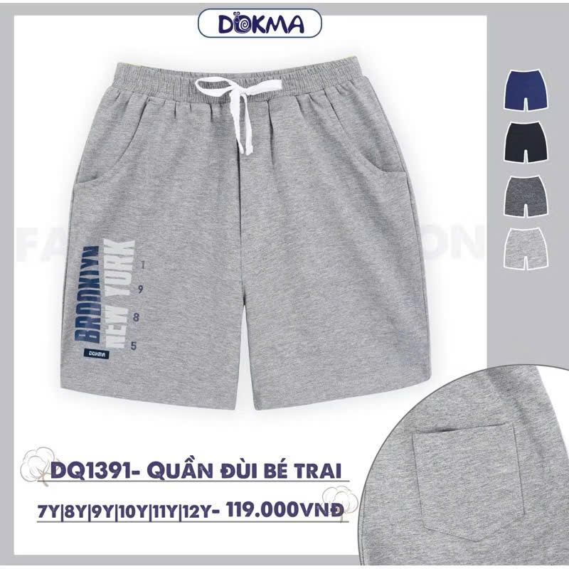(22-42kg, 7-12Y) Quần Cộc, Quần Đùi  Dáng Thể Thao Da Cá Bé Trai Dokma DQ1416 DQ1417 DQ1391 DQ1369 DQ1392