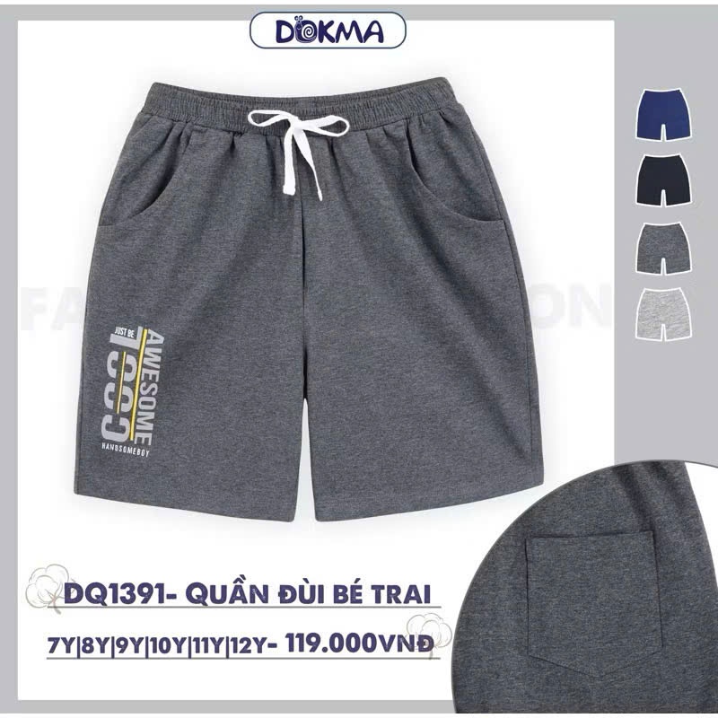 (22-42kg, 7-12Y) Quần Cộc, Quần Đùi  Dáng Thể Thao Da Cá Bé Trai Dokma DQ1416 DQ1417 DQ1391 DQ1369 DQ1392