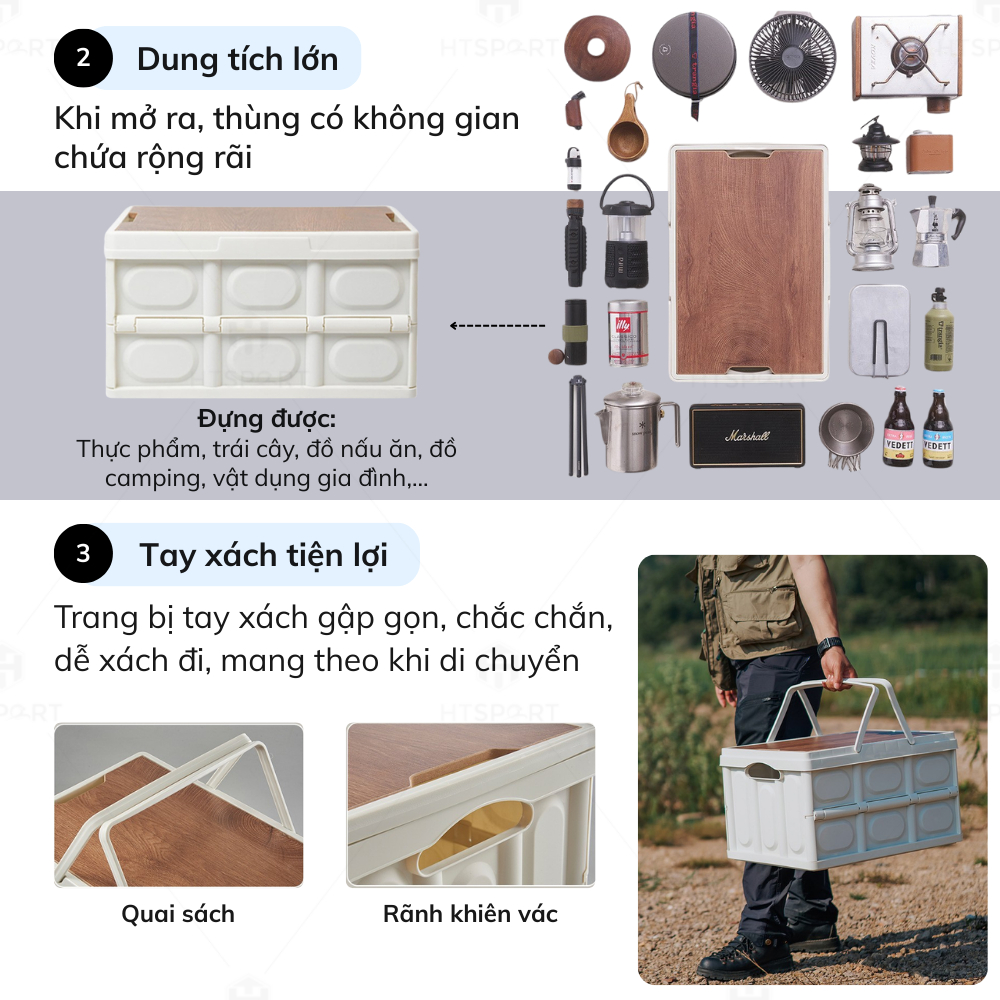 Hộp Đựng Đồ Cắm Trại Gấp Gọn Đa Năng Tiện Lợi Mang Theo Khi Đi Du Lịch Cắm Trại, Dã Ngoại Ngoài Trời