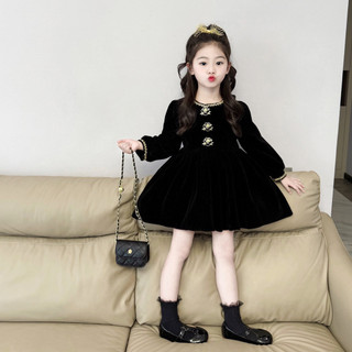 order quảng châu-váy nhung đen công chúa xoè bồng xinh cho bé gái