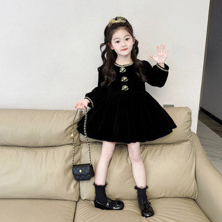 order quảng châu-váy nhung đen công chúa xoè bồng xinh cho bé gái