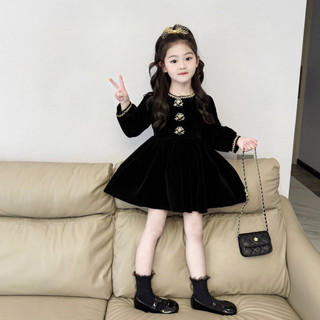 order quảng châu-váy nhung đen công chúa xoè bồng xinh cho bé gái