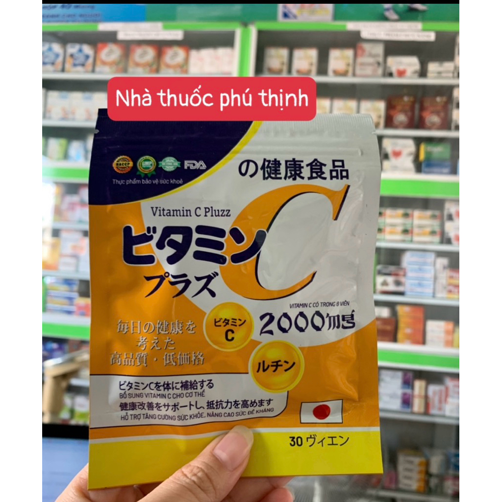 ✅[Chính Hãng] vitamin c pluzz 2000mg, hỗ trợ sáng da, tăng đề kháng, túi 30 viên (date mới)