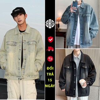 Áo Khoác Bò Jean Denim Jacket nam nữ Form Rộng Unisex Màu Xanh Đen Wash size S M L XXL