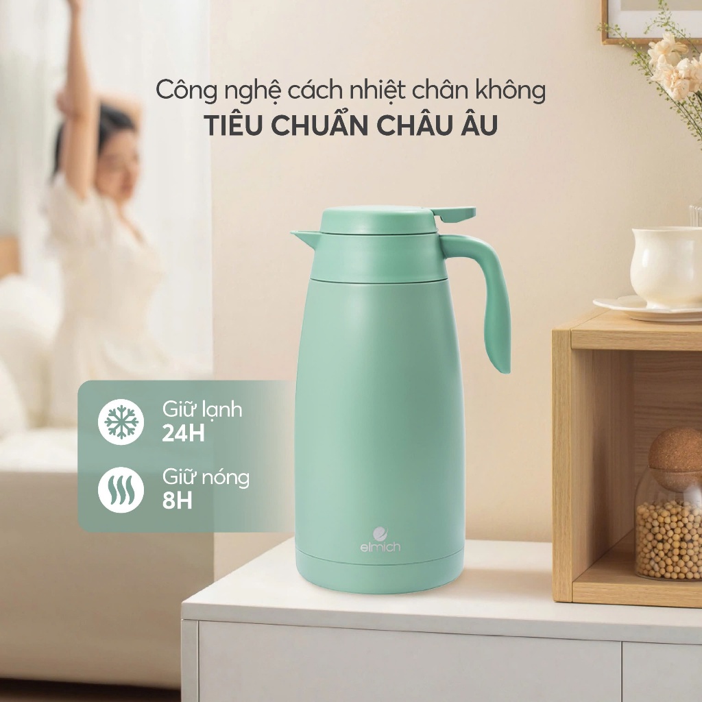 Bình Giữ Nhiệt 2L Elmich EL-8338/8341 Inox 304 Cao Cấp Giữ Nóng Lạnh 12H An Toàn Dùng Gia Đình