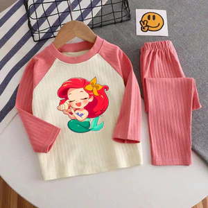 🌸 ĐỒ BỘ BÉ GÁI DÀI TAY GÂN MỀM MỊN – HÌNH DỄ THƯƠNG 🌸 DG336