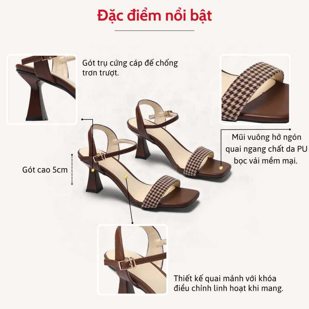 Giày Sandal Nữ Cao Gót 7cm Phối Màu Pixie X958