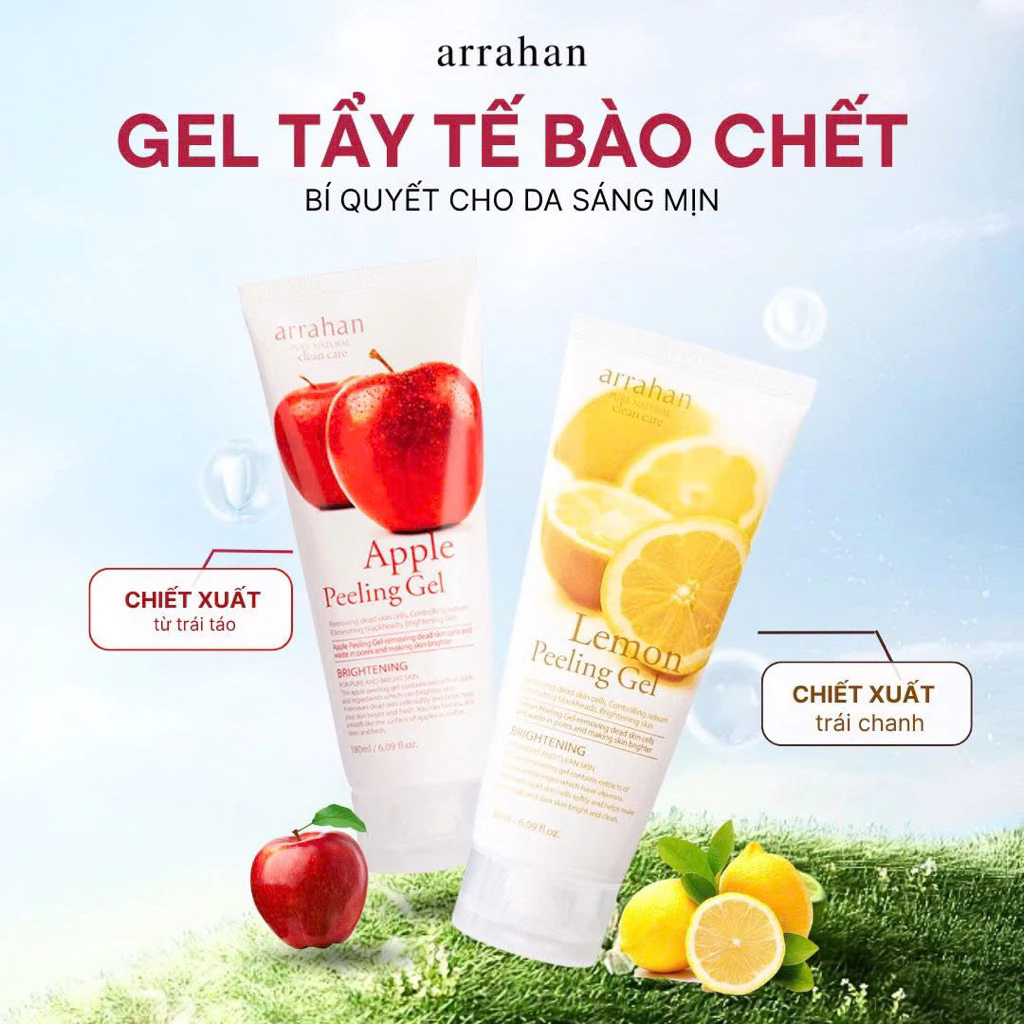 Combo 2 Gel Tẩy Da Chết Arrahan Hỗ Trợ Sáng Da, Giúp Da Căng Bóng Mềm Mại 180ml/tuýp