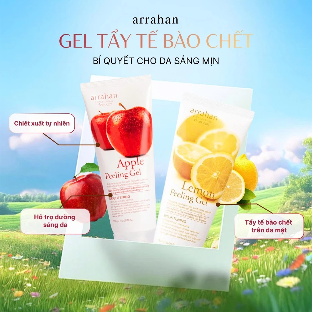 Combo 2 Gel Tẩy Da Chết Arrahan Hỗ Trợ Sáng Da, Giúp Da Căng Bóng Mềm Mại 180ml/tuýp