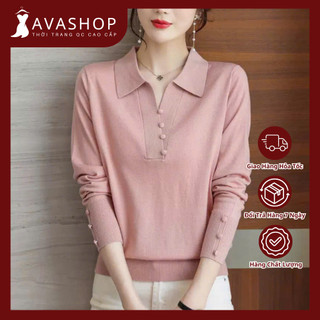 Áo Len Tay Dài Mùa Thu Cổ V cho Nữ SM90