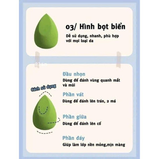 Bông mút trang điểm bọt biển khô ướt lưỡng dụng vát giọt nước