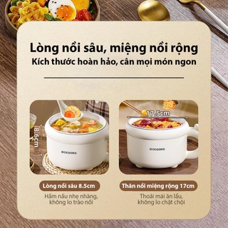 Nồi lẩu điện QCOOKO QO-DE18, lòng nồi men gốm chống dính nắp nồi tiện dụng điều chỉnh 3 mức nhiệt