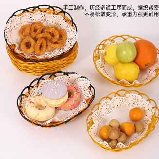 Rổ Nhựa Giả Mây Đựng Hoa Quả, Bánh Kẹo – Rổ Trang Trí Bàn Ăn, Đan Dày Chắc