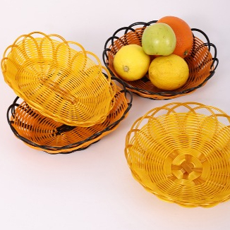 Rổ Nhựa Giả Mây Đựng Hoa Quả, Bánh Kẹo – Rổ Trang Trí Bàn Ăn, Đan Dày Chắc
