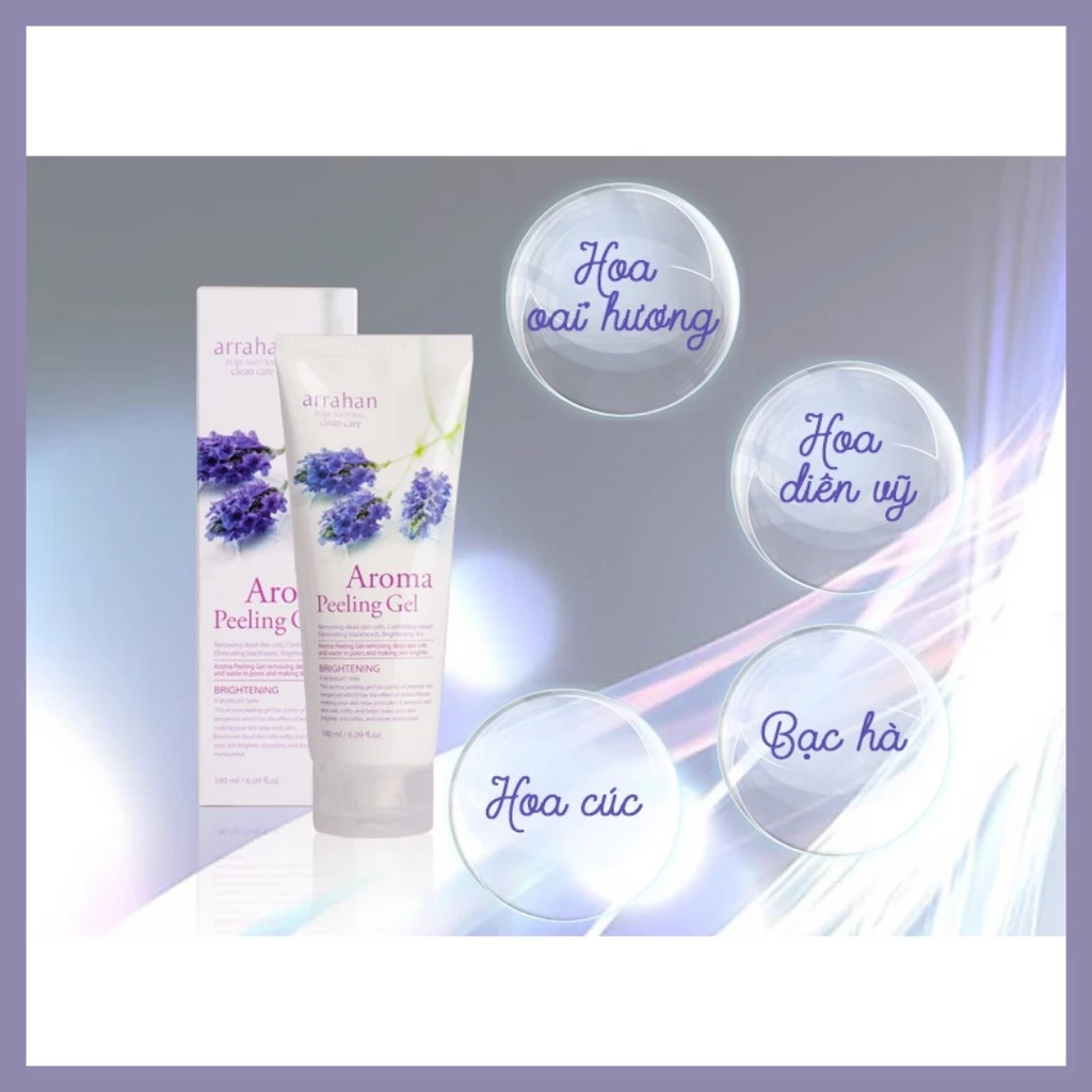 Combo 2 Tẩy Da Chết Arrahan Lô Hội + Lavender Hỗ Trợ Làm Dịu Da Kích Ứng, Mụn Đỏ, Cháy Nắng 180ml
