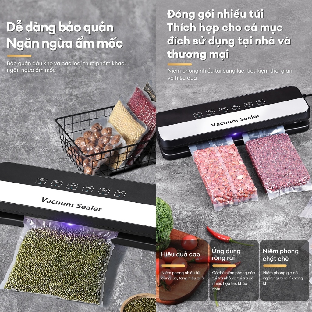 RELAAX Máy Hút Chân Không Đa Năng - Tia UV Khử Trùng + Tặng 30 Túi, Hút Mạnh, Nhiều Chế Độ Bảo Quản Thực Phẩm Tươi Lâu