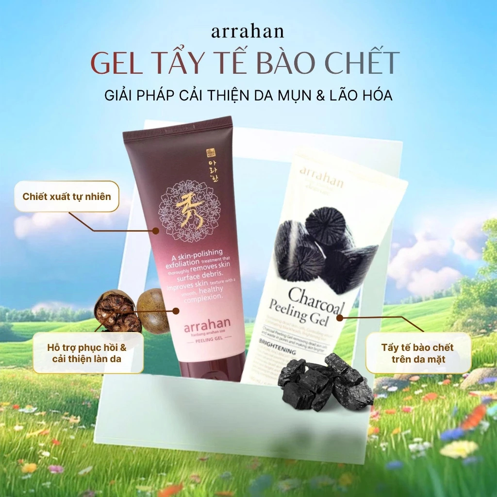 Combo 2 Tẩy Da Chết Arrahan Than + Thảo Dược Giúp Da Sạch Sâu, Hỗ Trợ Hấp Thụ Các Dưỡng Chất Dưỡng Da 180ML
