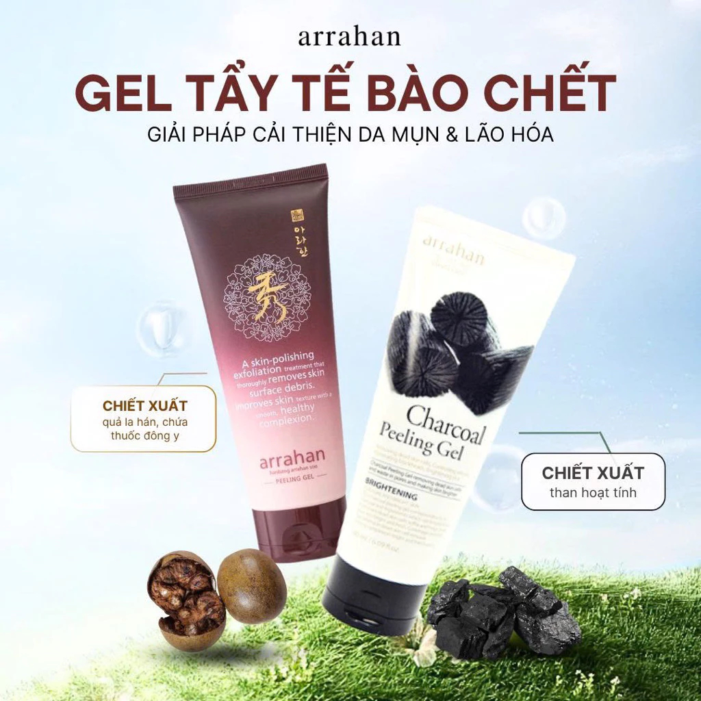 Combo 2 Tẩy Da Chết Arrahan Than + Thảo Dược Giúp Da Sạch Sâu, Hỗ Trợ Hấp Thụ Các Dưỡng Chất Dưỡng Da 180ML