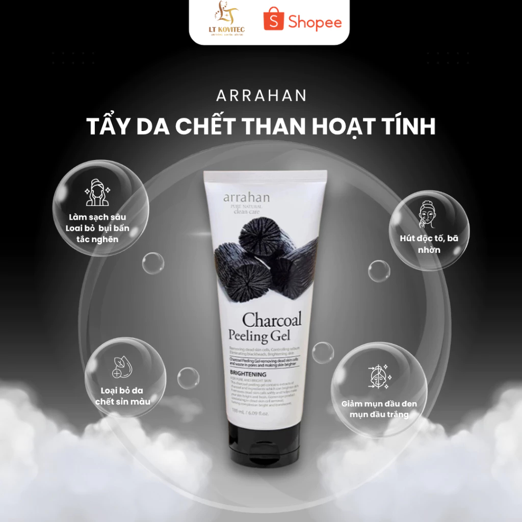 Combo 2 Tẩy Da Chết Arrahan Than + Thảo Dược Giúp Da Sạch Sâu, Hỗ Trợ Hấp Thụ Các Dưỡng Chất Dưỡng Da 180ML