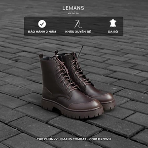 Giày da bò The Classic LEMANS Chunky COMBAT Boots CO01.2 - Đế Chunky cao 4cm - Khóa YKK - Bảo hành 24 tháng