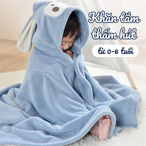 Khăn choàng có mũ hình thú cho bé chất cotton mềm mịn, Chăn lông cừu giữ ấm mùa đông cho trẻ em