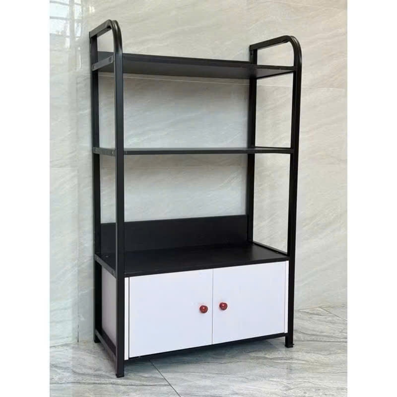 Kệ Đa Năng 4 Tầng Forest Home Có Tủ Tiện Lợi, Kệ Bếp Kệ Để Đồ Khung Sắt Tĩnh Điện Mặt Gỗ MDF Phủ Mine Chống Nước Bền Đẹp