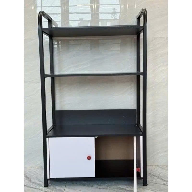 Kệ Đa Năng 4 Tầng Forest Home Có Tủ Tiện Lợi, Kệ Bếp Kệ Để Đồ Khung Sắt Tĩnh Điện Mặt Gỗ MDF Phủ Mine Chống Nước Bền Đẹp