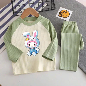 🌸 ĐỒ BỘ BÉ GÁI DÀI TAY GÂN MỀM MỊN – HÌNH DỄ THƯƠNG 🌸 DG340